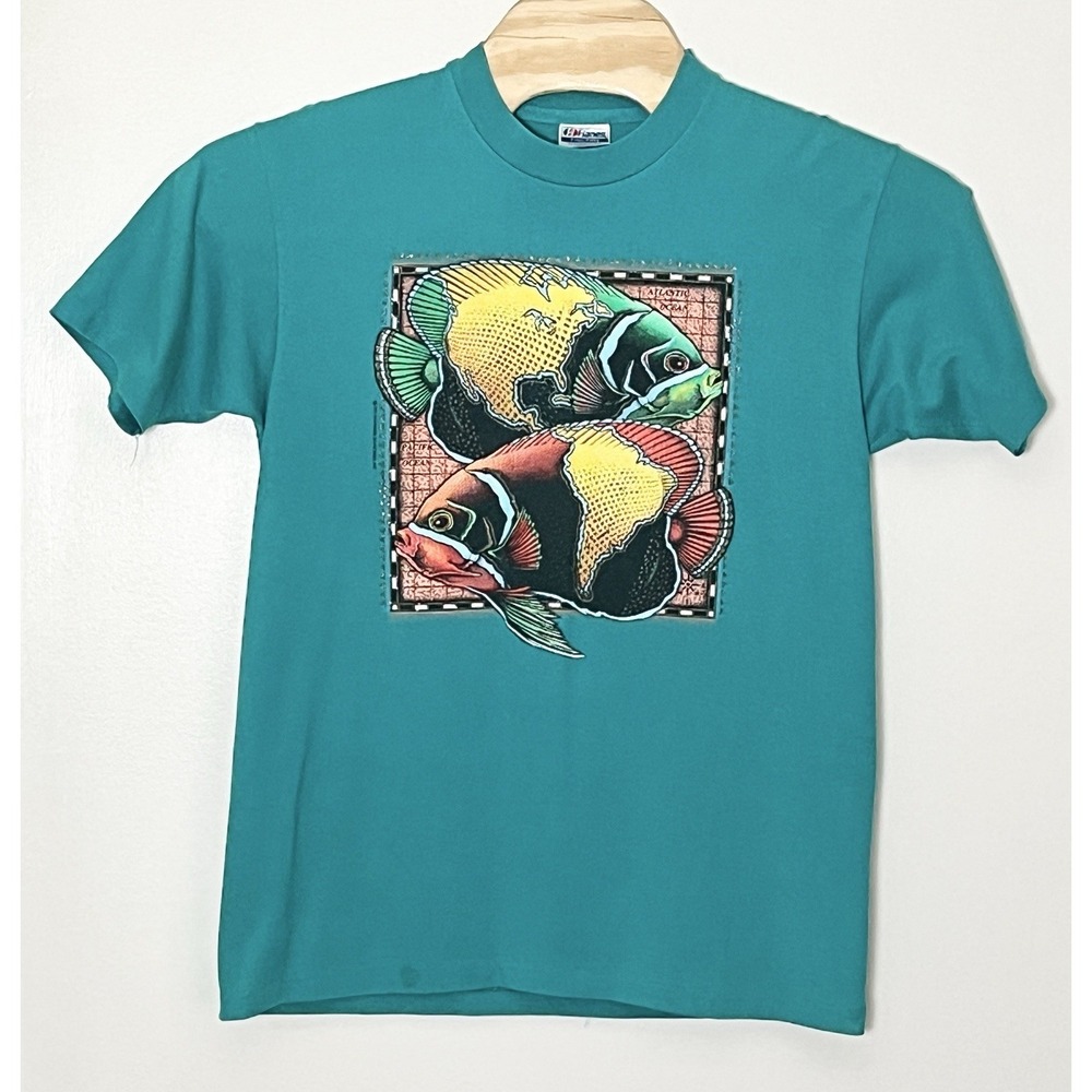 Vintage Hanes 50/50 Single Stitch T-Shirt Men's‎ Large Green 90s Southern Silk